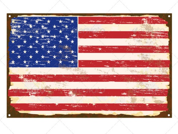 American Flag Enamel Sign L